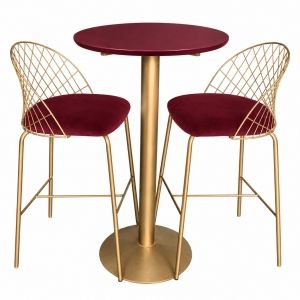 Conjunto Bistro Valentim  - Dourado e Marsala 