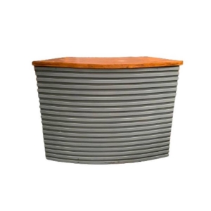 Bar Ripado Cinza com Tampo Madeira