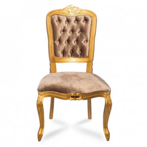 Cadeira Dourada Estofado Marrom