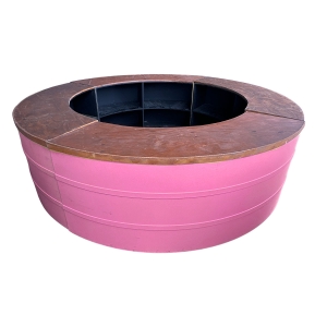 Conjunto Bar Silvia Pink com Tampo Amadeirado