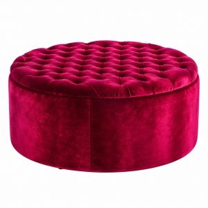 Puff Redondo Capitonado- Vermelho