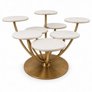 MESA FIGUEREDO EVELOPADA- DOURADA E BRANCO